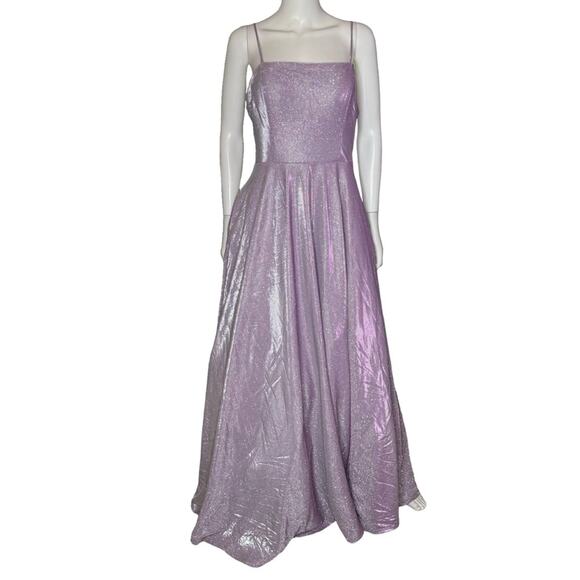City Studios Juniors' Sleeveless Glitter Ball Gown Lavender Sz 15/16 - Picture 2 of 7